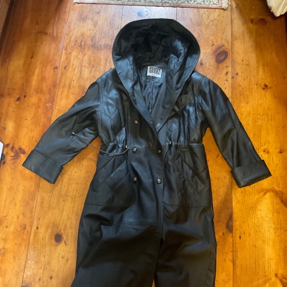 Vintage 100% Leather Hooded Trench - Picture 7 of 16